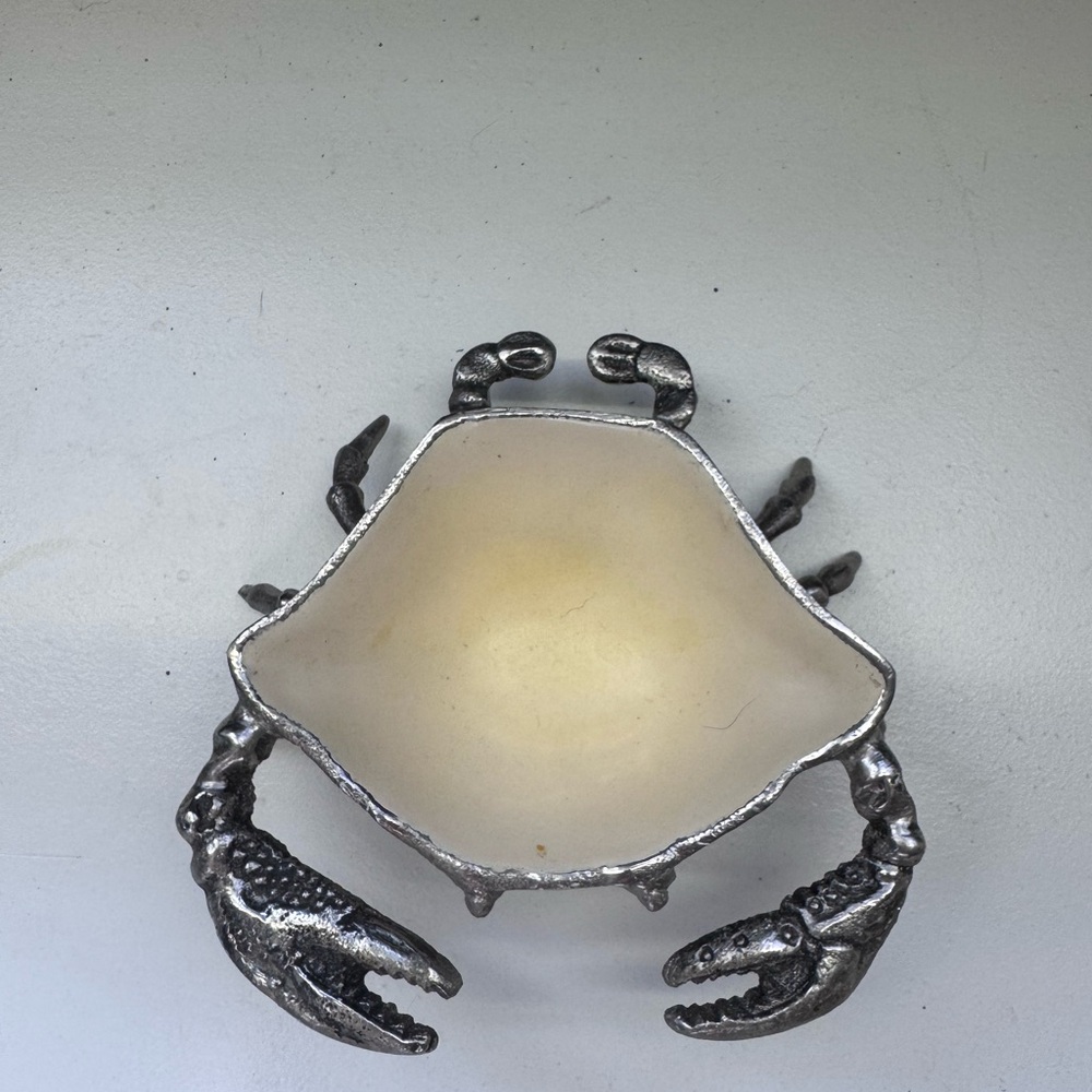 Silver Metal Crab-Shaped Hand Soap Holder Bowl